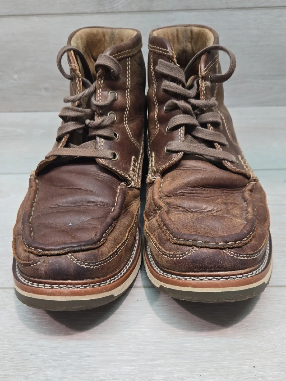 Ariat Men's 10025144 Brown Leather Moc Soft Toe Work Boots Classic Lace-Up Sz 9D